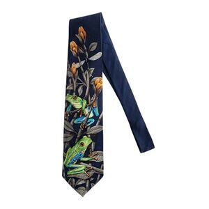 Endangered Species Tie Bruce’s Rainforest Tree Frog Silk Necktie Marc Dennis USA